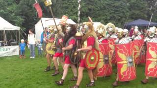 Roman Reenactment at the Amphitheatre in Caerleon Marching In [upl. by Athalee]