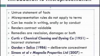 Misrepresentation Lecture 1 of 4 [upl. by Ailecara]